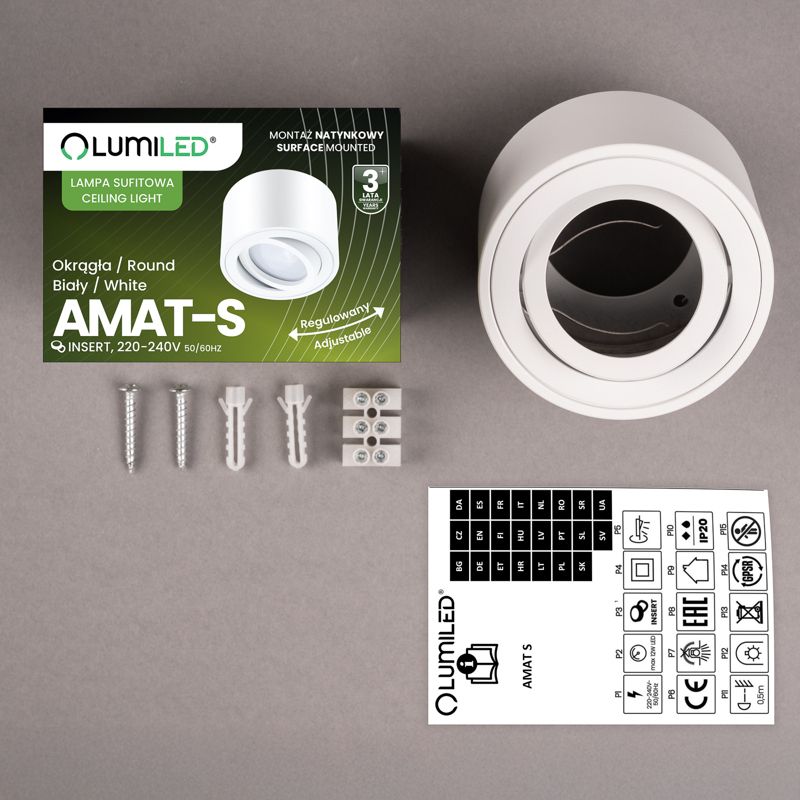 Oprawa Natynkowa Lumiled Halogenowa Spot Tuba Ruchoma Okrągła Biała 50mm 1 szt.