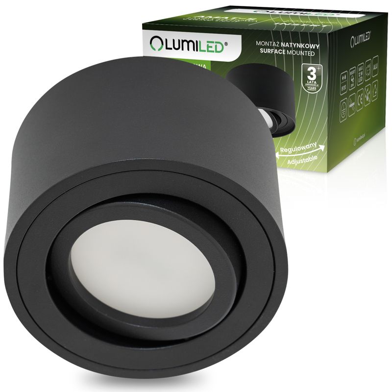 Oprawa Natynkowa Lumiled Halogenowa Spot Tuba Ruchoma Okrągła Czarna 50mm 1 szt.