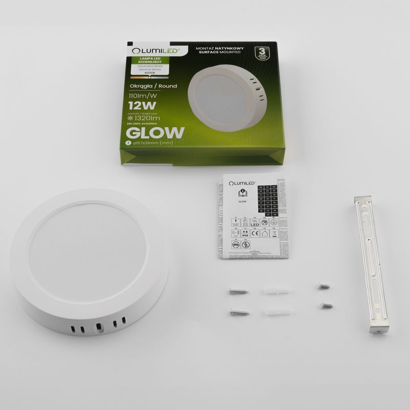 Oprawa Natynkowa Lumiled Lampa LED Sufitowa 12W Okrągła 4000K Biała 1 szt.