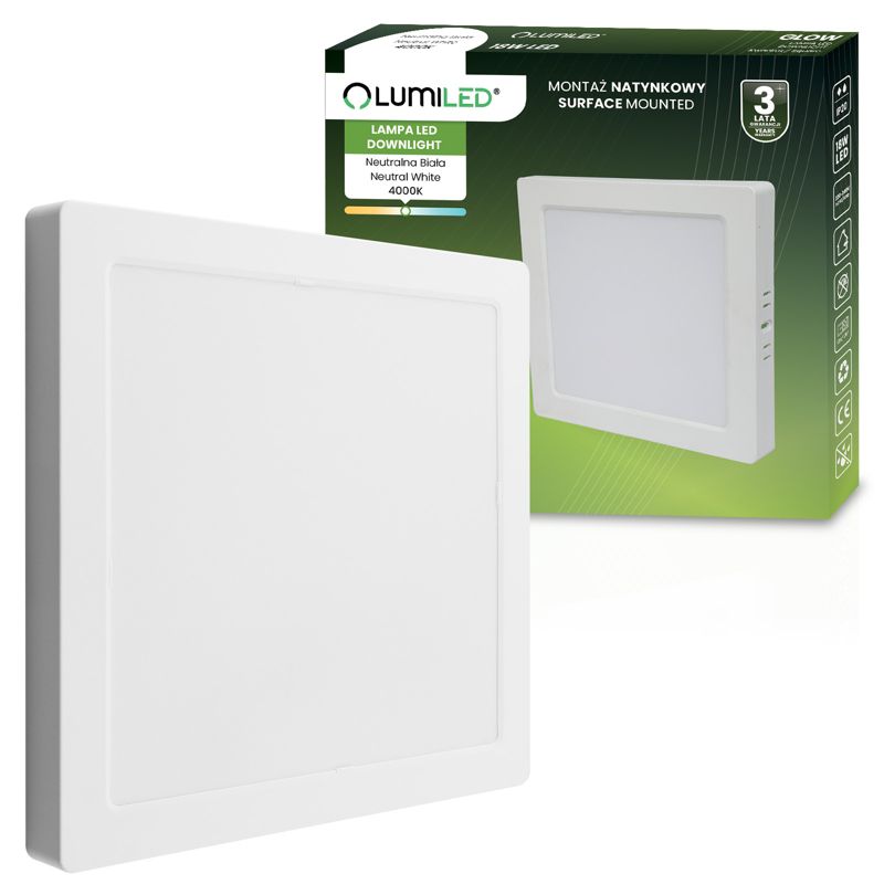 Oprawa Natynkowa Lumiled Lampa LED Sufitowa 18W Kwadrat 4000K Biała 1 szt.