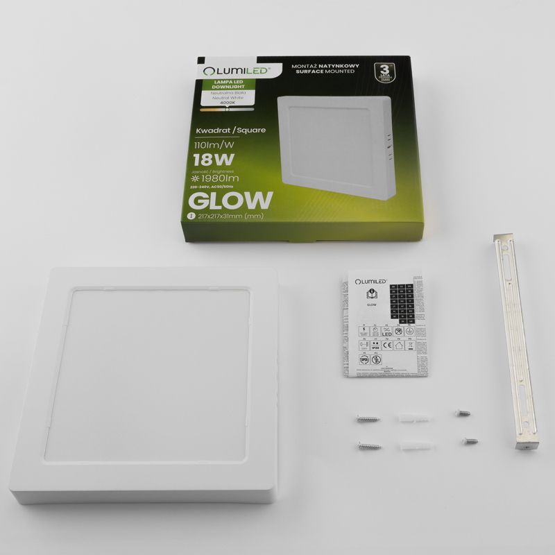 Oprawa Natynkowa Lumiled Lampa LED Sufitowa 18W Kwadrat 4000K Biała 1 szt.