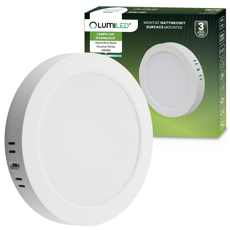 Oprawa Natynkowa Lumiled Lampa LED Sufitowa 18W Okrągła 4000K Biała 1 szt.