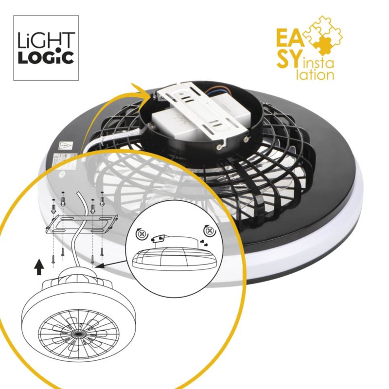 Oprawa oświetleniowa LED z wentylatorem i pilotem LIGHTLOGIC LL ILOP LED CCT+RGB 66566 wiatrak sufitowa 6800lm 48W 1szt.