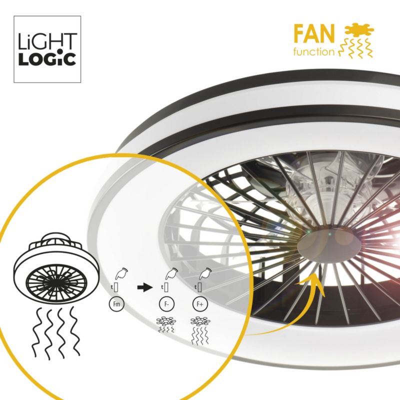 Oprawa oświetleniowa LED z wentylatorem i pilotem LIGHTLOGIC LL ILOP LED CCT+RGB 66566 wiatrak sufitowa 6800lm 48W 1szt.