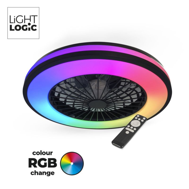 Oprawa oświetleniowa LED z wentylatorem i pilotem LIGHTLOGIC LL ILOP LED CCT+RGB 66566 wiatrak sufitowa 6800lm 48W 1szt.