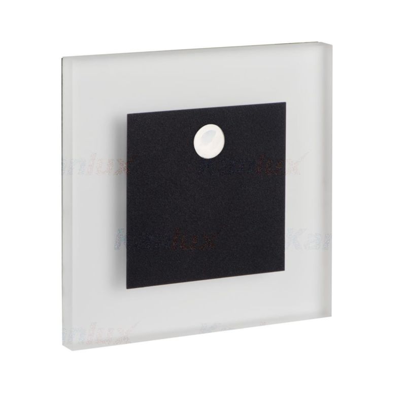 Oprawa oświetleniowa schodowa Kanlux Apus czarna LED 0.8W 4000K 14lm czujnik ruchu IP20 wym: 7,5 x 2,3 cm kwadratowa - 1 szt.