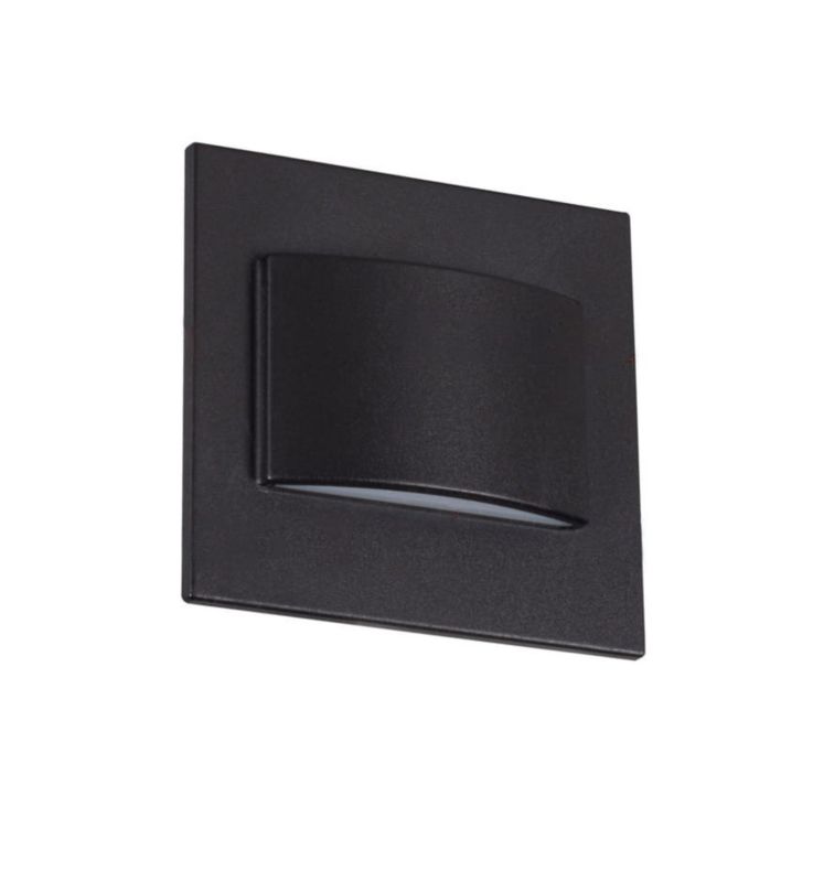 Oprawa oświetleniowa schodowa Kanlux Erinus czarna LED 1.5W 4000K 30lm  IP20 wym: 7,5 x 1,6 cm kwadratowa - 1 szt.