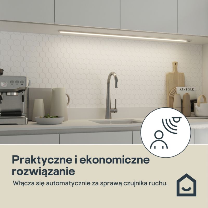 Oprawa podszafkowa LED GoodHome Menezes 120 cm z czujnikiem ruchu