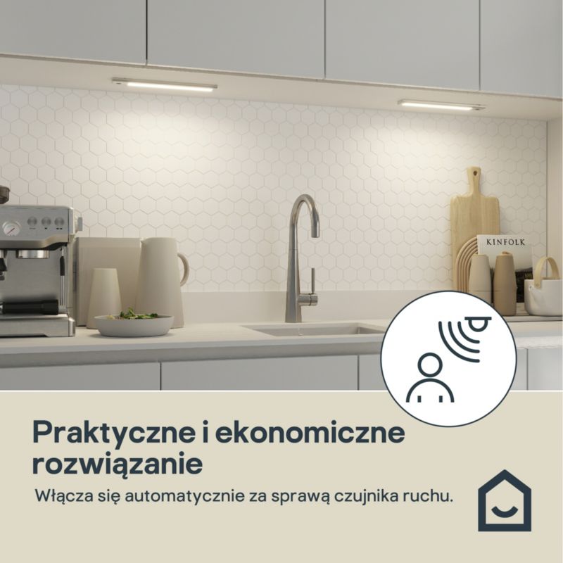 Oprawa podszafkowa LED GoodHome Menezes 30 cm z czujnikiem ruchu