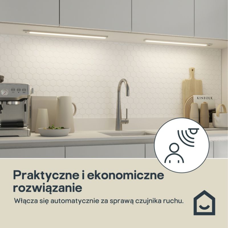 Oprawa podszafkowa LED GoodHome Menezes 60 cm z czujnikiem ruchu