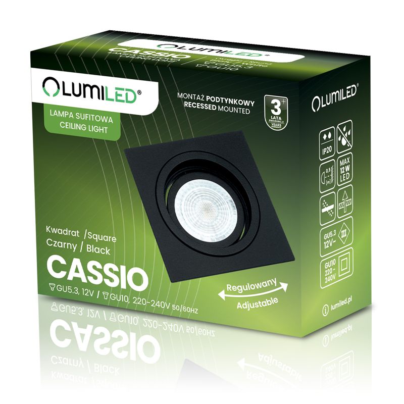 Oprawa Podtynkowa Lumiled Halogenowa Ruchoma GU10 Kwadrat Czarna 1 szt.