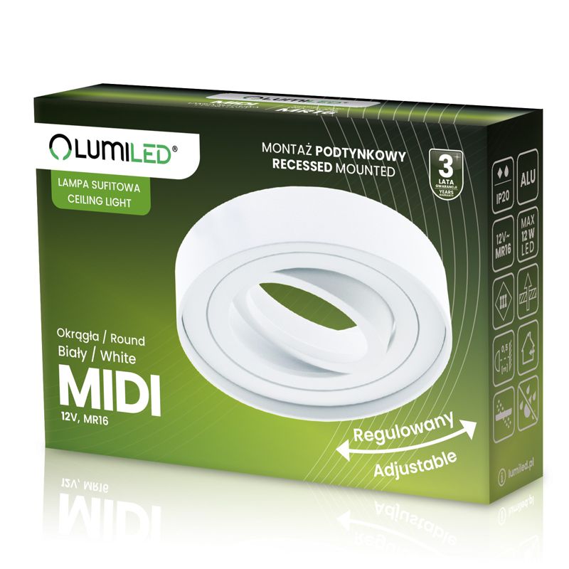 Oprawa Podtynkowa Lumiled Oczko Ruchoma Okrągła Biała GU10 6W 3000K 3 szt.