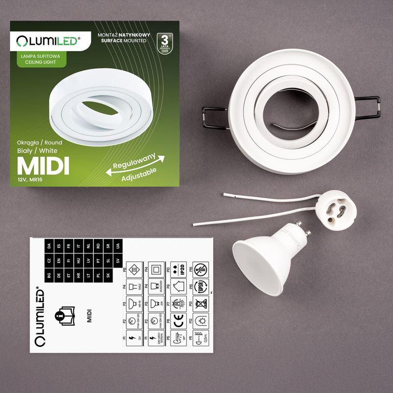 Oprawa Podtynkowa Lumiled Oczko Ruchoma Okrągła Biała GU10 6W 3000K 3 szt.