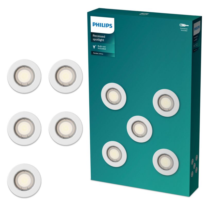 Oprawa Podtynkowa Peridot Philips Wpuszczana LED GU10 Stała Aluminiowa Okrągła Biała 5 szt.