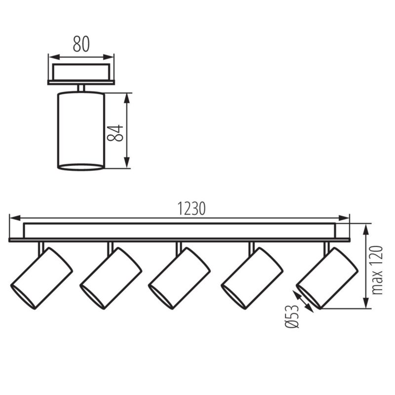 Oprawa sufitowa Kanlux Evalo biały  5 x GU10 x 50W IP20 wym: 12 x 123 x 8 cm - 1 szt.