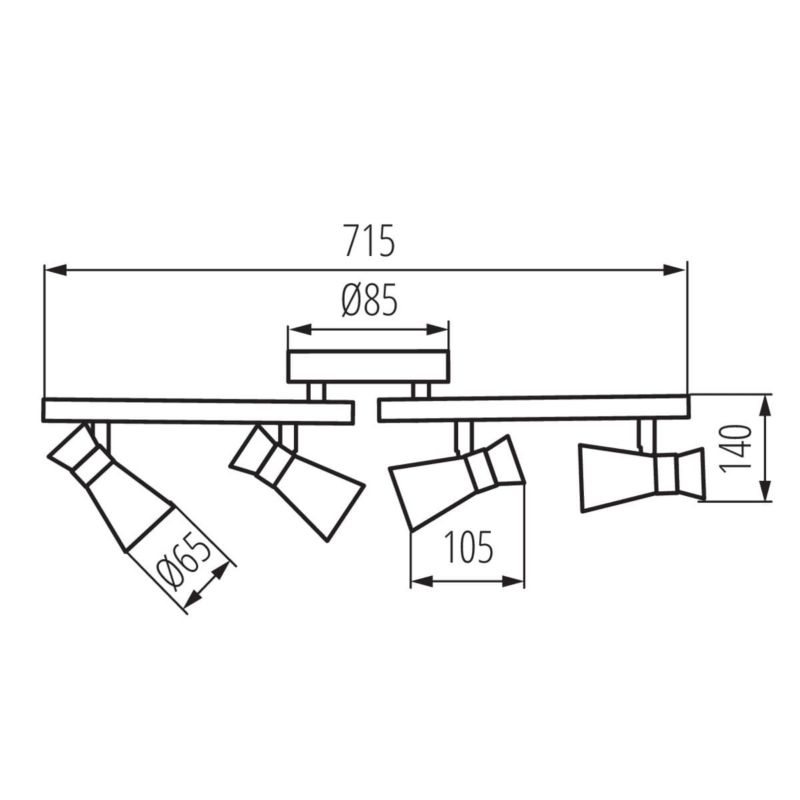 Oprawa sufitowa Kanlux Mileno  srebrno-miedziany  4 x GU10 x 35W IP20 wym: 72 x 11 cm - 1 szt.