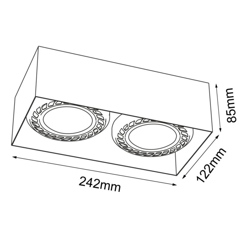 Oprawa sufitowa spot Brosline Cage biały  2 x GU10 x 18W IP20 wym: 8,5 x 24,2 x 12,2 cm - 1 szt.