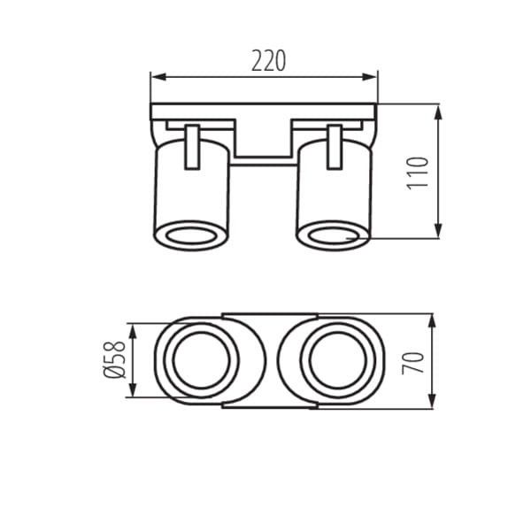 Oprawa sufitowa spot Kanlux Laurin  biały  2 x GU10 x 35W IP20 wym: 22 x 7 cm - 1 szt.