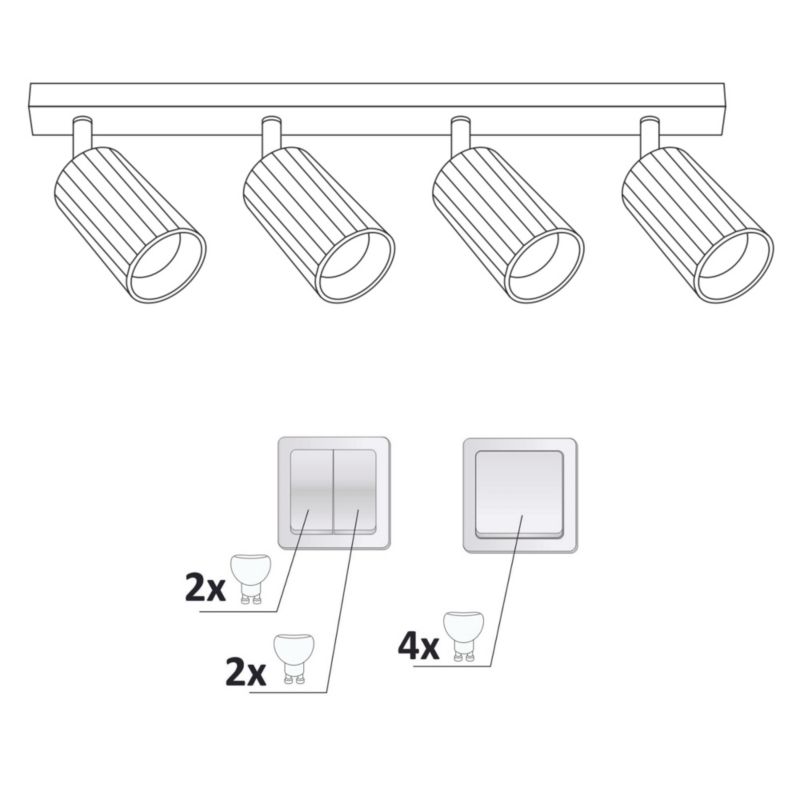 Oprawa sufitowa spot Polux Nicea  biało-złoty  4 x GU10 x 10W IP20 wym: 10 x 59,5 x 5,5 cm - 1 szt.