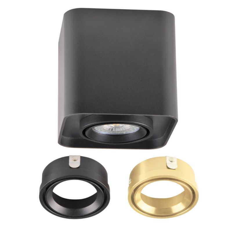 Oprawa sufitowa spot Polux Xeno czarno-złoty  1 x GU10 x 10W IP20 wym: 9,8 x 10 x 10 cm - 1 szt.