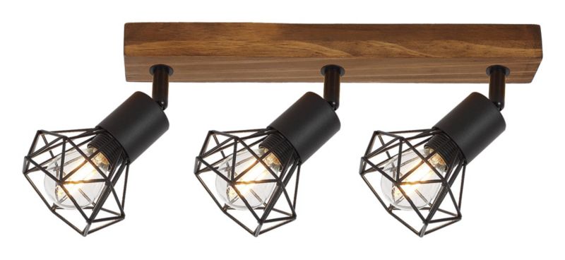 Oprawa sufitowa spot Rabalux Zeus dąb-czarny matowy  3 x E14 x 40W IP20 wym: 15 x 52,5 x 15 cm - 1 szt.