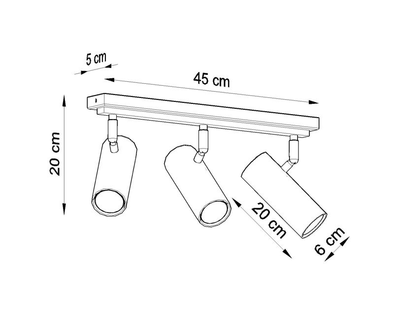 Oprawa sufitowa spot Sollux Lighting Direzione  biały chromowany  3 x GU10 x 40W IP20 wym: 45 x 45 cm - 1 szt.