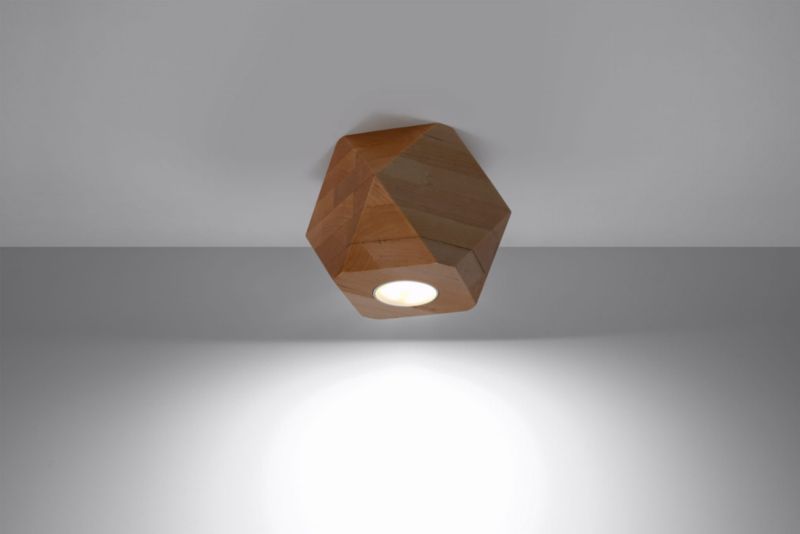 Oprawa sufitowa spot Sollux Lighting Woody  jasne drewno  1 x GU10 x 40W IP20 wym: 12 x 12 cm - 1 szt.