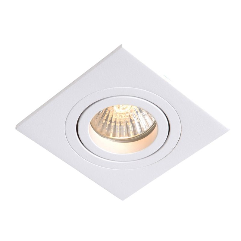 Oprawa sufitowa wpuszczana Light Prestige Metis  biała ruchoma 1 x GU10 x 50W IP20 wym: 2,5 x 9,15 x 9,15 cm kwadratowa - 1 szt.
