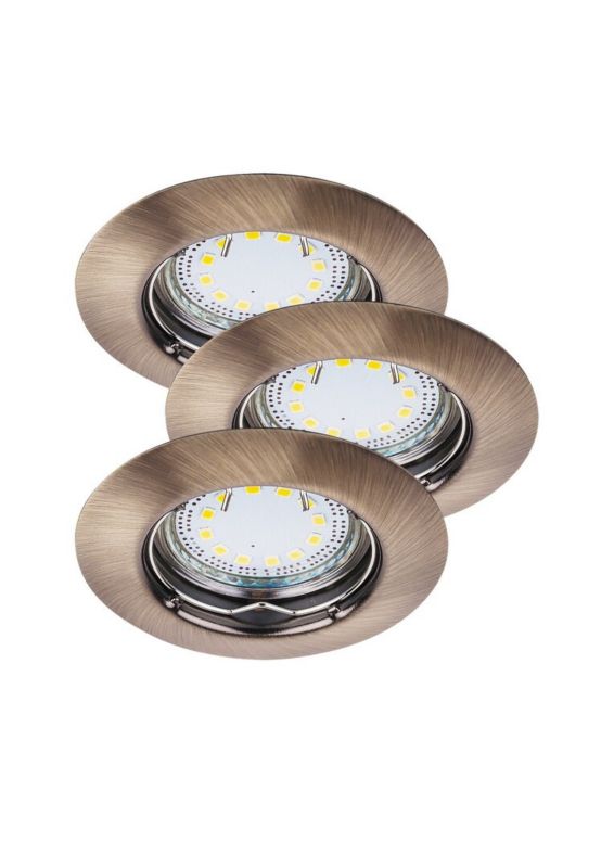 Oprawa sufitowa wpuszczana Rabalux Lite łazienkowa brąz  3 x GU10 x 10W IP44 wym: 8,2 x 8,2 cm okrągła - 3 szt.