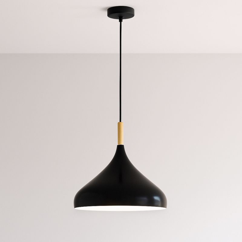 Oprawa wisząca na sufit MasterLED Miko E27 lampa sufitowa 100 cm IP20 czarna + drewno 1 szt.