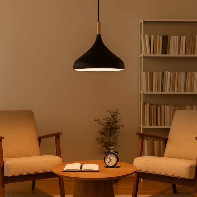 Oprawa wisząca na sufit MasterLED Miko E27 lampa sufitowa 100 cm IP20 czarna + drewno 1 szt.