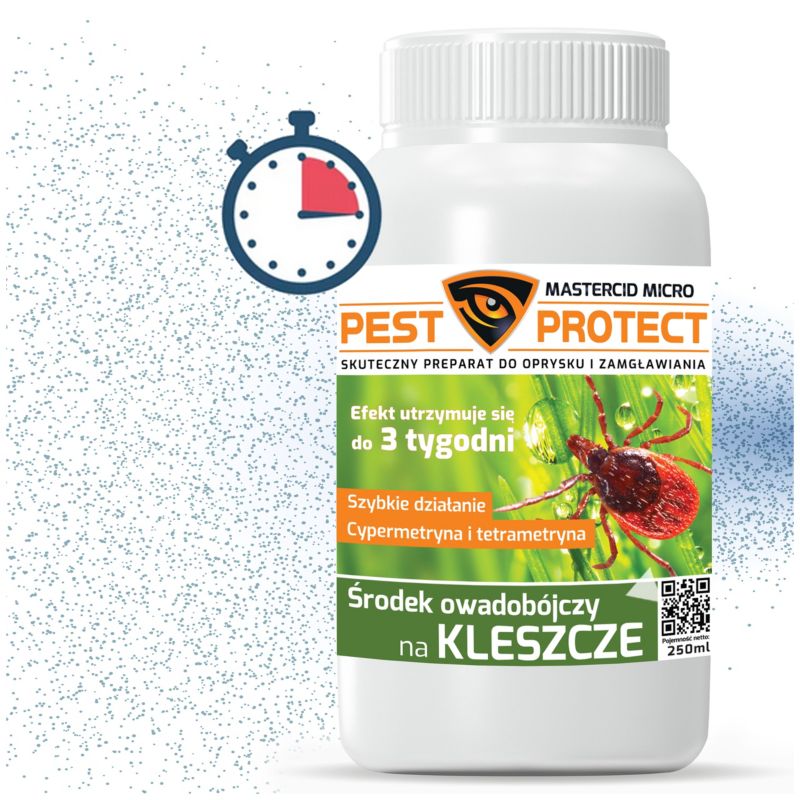 Oprysk na Kleszcze PEST PROTECT 250ml + Utrwalacz Środek Preparat do Ogrodu, na Działkę, 1szt.