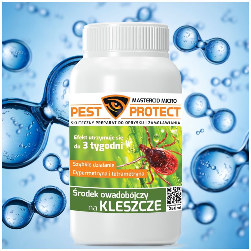 Oprysk na Kleszcze PEST PROTECT 250ml + Utrwalacz Środek Preparat do Ogrodu, na Działkę, 1szt.