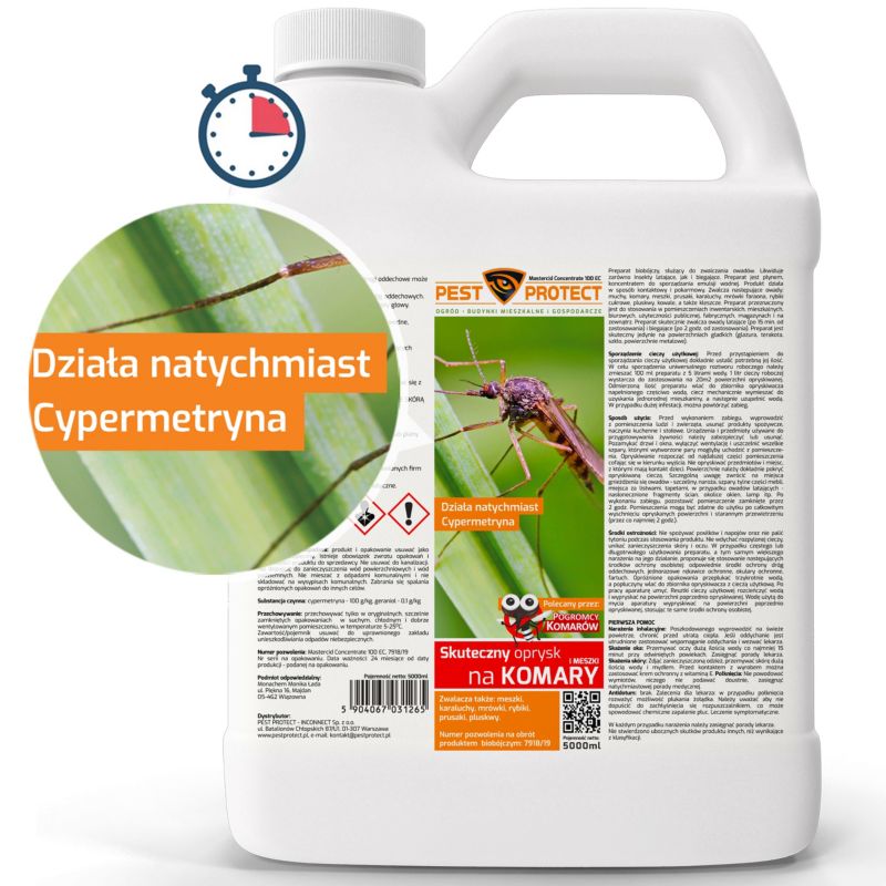 Oprysk na Komary Kleszcze Meszki PEST PROTECT 5L Środek do Ogrodu na Działkę Koncentrat, 1szt.