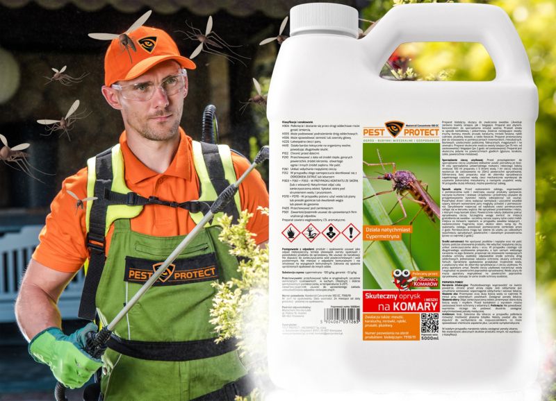 Oprysk na Komary Kleszcze Meszki PEST PROTECT 5L Środek do Ogrodu na Działkę Koncentrat, 1szt.