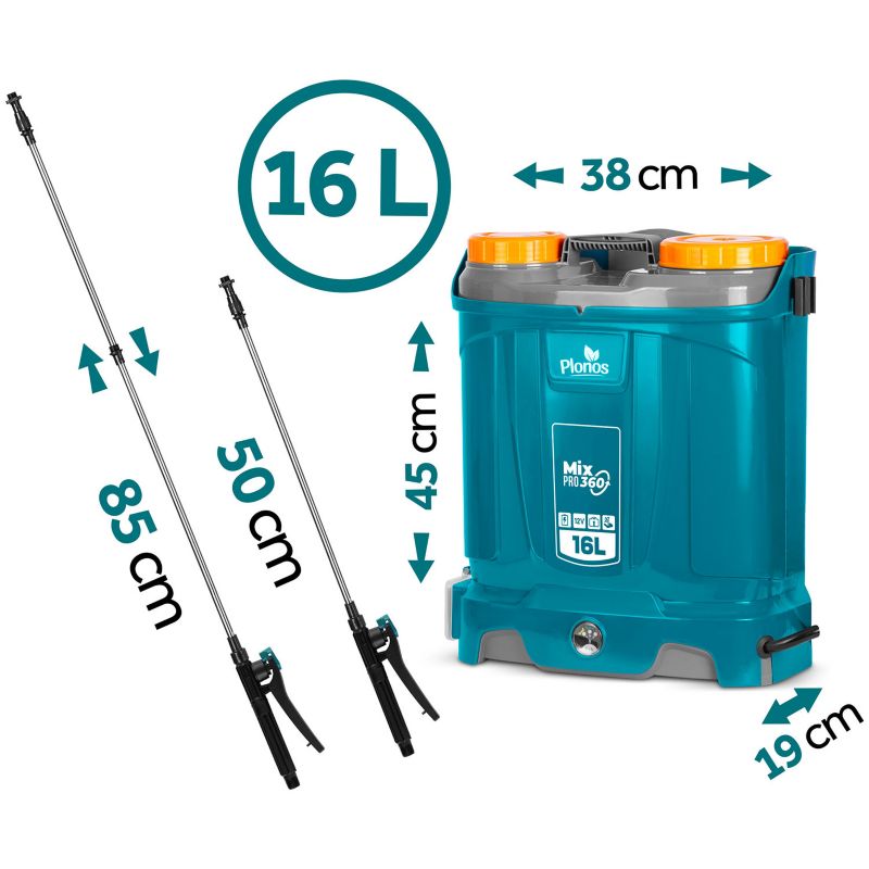 Opryskiwacz akumulatorowy ciśnieniowy Plonos plecakowy elektryczny 16l lanca 85cm 1 szt.