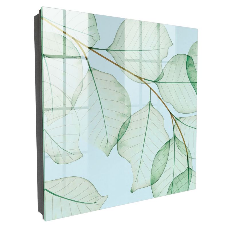 Organizer Na Klucze Tulup 30x30 cm Zielone liście 7 - Czarna - Otwierana na prawo 1 szt.