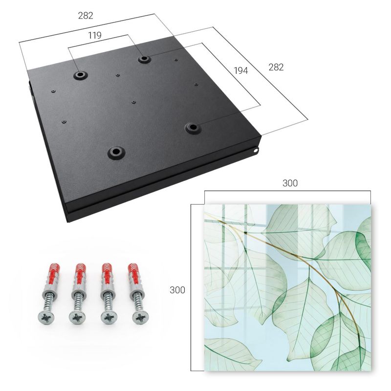 Organizer Na Klucze Tulup 30x30 cm Zielone liście 7 - Czarna - Otwierana na prawo 1 szt.