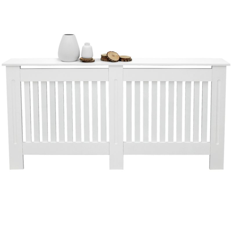 Osłona grzejnika ECD Germany grzejnika styl wiejsk bialy MDF lakierowana maskownica dekoracyjna sypialni 152 x 19 x 82 cm 1 szt.