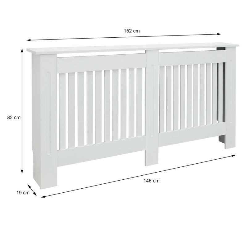 Osłona grzejnika ECD Germany grzejnika styl wiejsk bialy MDF lakierowana maskownica dekoracyjna sypialni 152 x 19 x 82 cm 1 szt.