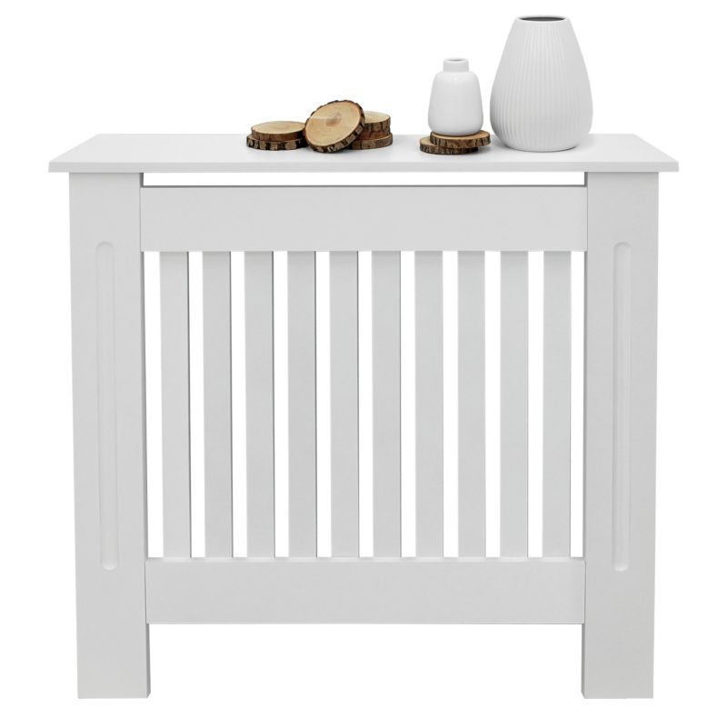 Osłona grzejnika ECD Germany grzejnika styl wiejsk bialy MDF lakierowana maskownica dekoracyjna sypialni 78 x 19 x 82 cm 1 szt.