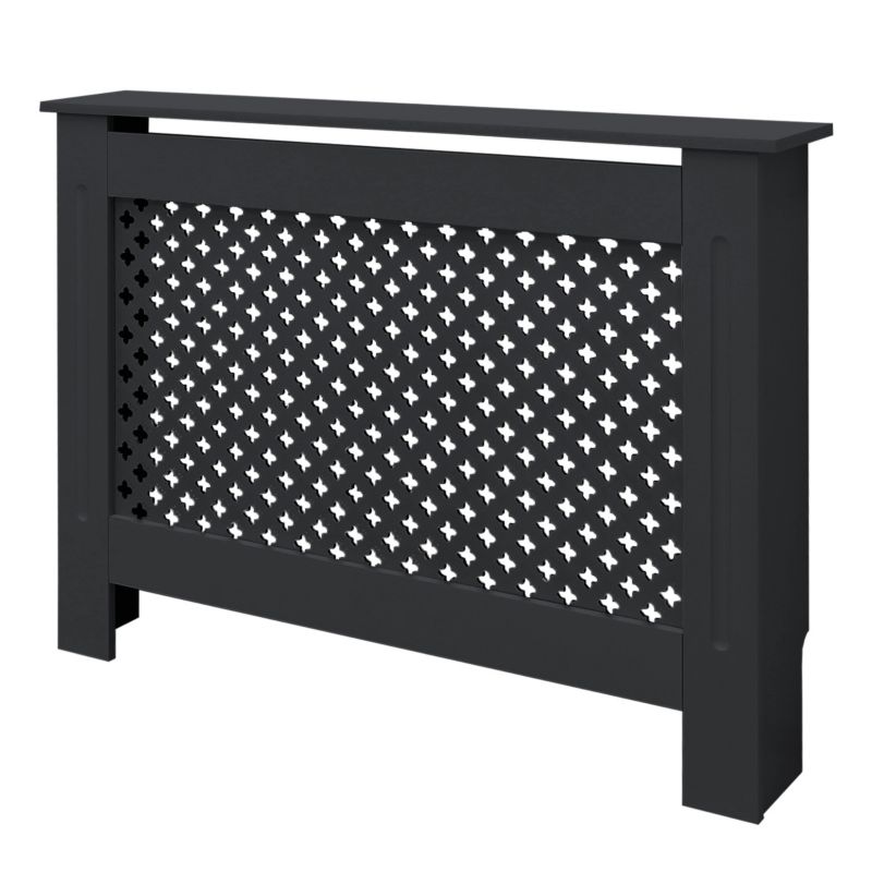 Osłona grzejnika ECD Germany wzorem plastra miodu antracyt MDF lakierowana maskownica dekoracyjna sypialni 112 x 19 x 82 cm 1 szt