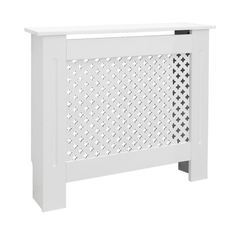 Osłona grzejnika ECD Germany wzorem plastra miodu bialy MDF lakierowana maskownica dekoracyjna sypialni 78 x 19 x 82 cm 1 szt.