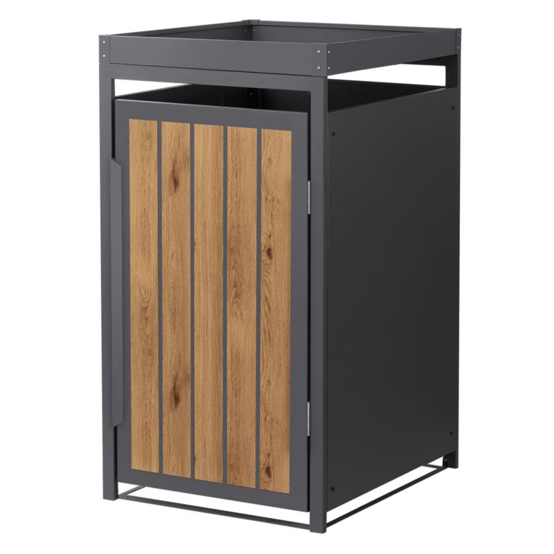 Osłona kosza na śmieci ML Design 1 komorowa 240L 68x80x120 cm podpora roślin jasny dąb stalowa szafka antracytowa 1 tona 1 szt