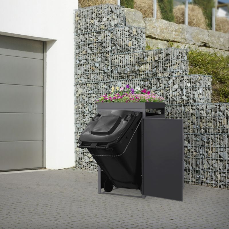 Osłona kosza na śmieci ML Design 1 komorowa 240L 68x80x120 cm podpora roślin jasny dąb stalowa szafka antracytowa 1 tona 1 szt