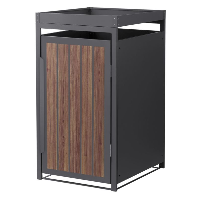 Osłona kosza na śmieci ML Design 1 komorowa 240L 68x80x120 cm szafka ogrodowa stal antracytowy wygląd drewna 1 tona pokrywa 1 szt