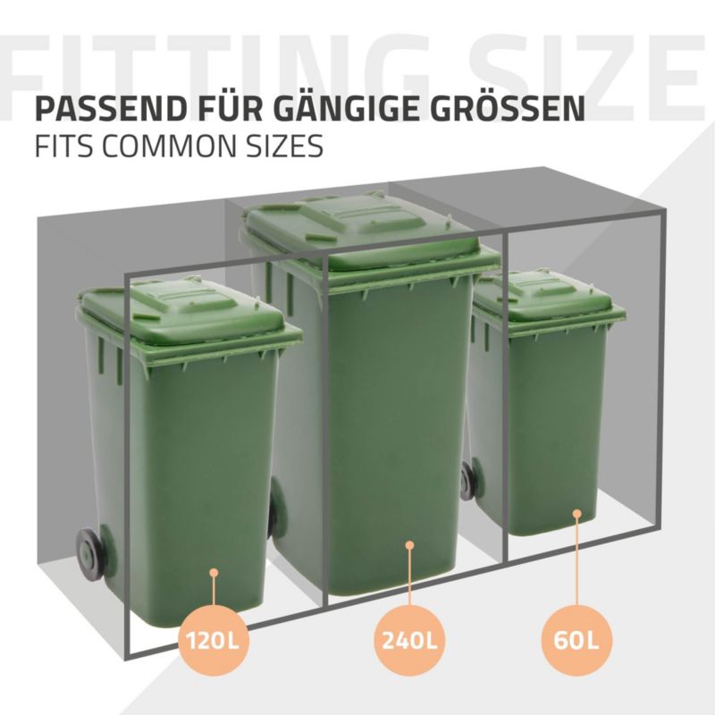 Osłona kosza na śmieci ML Design 2 komorowa 240L 132x80x120 cm szafka ogrodowa stal antracytowy wygląd drewna 2 tona pokrywa 1 szt