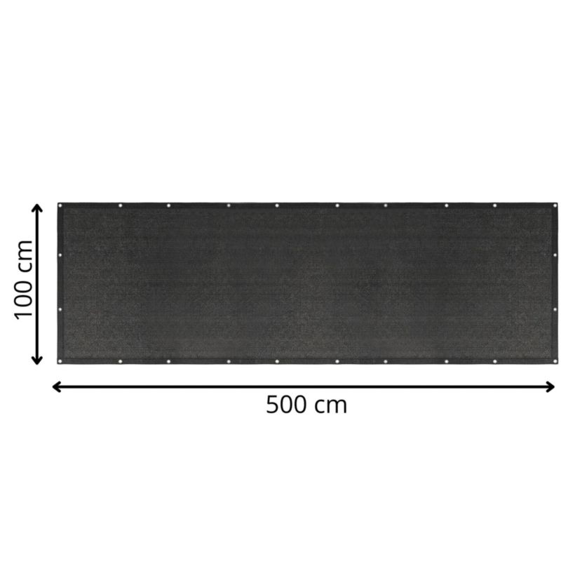Osłona na balkon Springos 1.15x5 m maskująca 95% z opaskami zaciskowymi i sznurkiem antracytowa 1 kpl.
