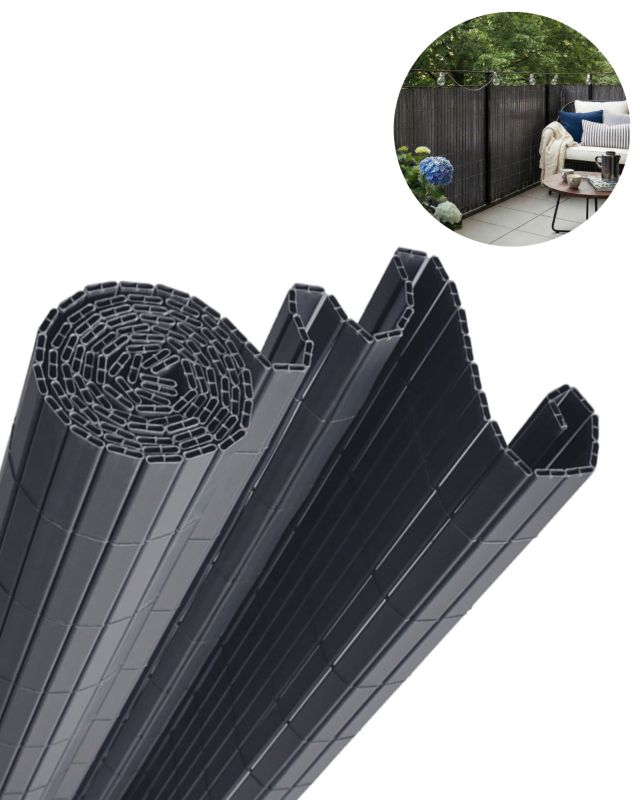 Osłona na Balkon Taras Lento Antracite Mazovia Całoroczna, Odporna UV Mata na Ogrodzenie Szara PCV 100x300 cm  1 szt.