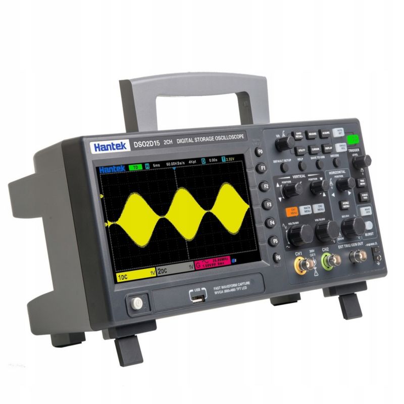Oscyloskop cyfrowy Hantek DSO2C10 2-kanałowy 100MHz 1 kpl.